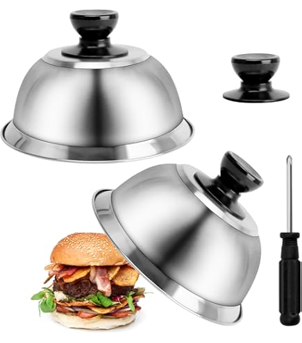 2 Campane Per Hamburger In Acciaio Inox - Per BBQ, Teppanyaki, Interni/Esterni, Lavabili In Lavastoviglie (22,5 Cm) - Foto 10