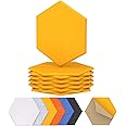 12 Pack Self-adhesive Hexagon Acoustic Panels, TONOR 30x26x0,9cm High Density Sound Proof Panels for Walls, Sound Deadening Insulation Treatment Foam Panel for Recording Studio, Office, Home Yellow