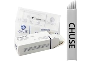 CHUSE Lot de 14 aiguilles incurvées de 0,25 mm pour microblading, maquillage permanent, tatouage manuel des sourcils
