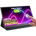 UPERFECT 15.6" Portable Monitor Touchscreen with 5000mAh Rechargeable Batteries, 1080P Full HD IPS USB C Monitor with Standard HDMI, Type-C, and OTG Port for Laptop, PC, Phone, Xbo, PS