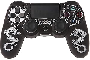 WOWOWO Custodia per Gamepad in Silicone Draghi Cinesi + 2 Tappi per Joystick per Controller PS4