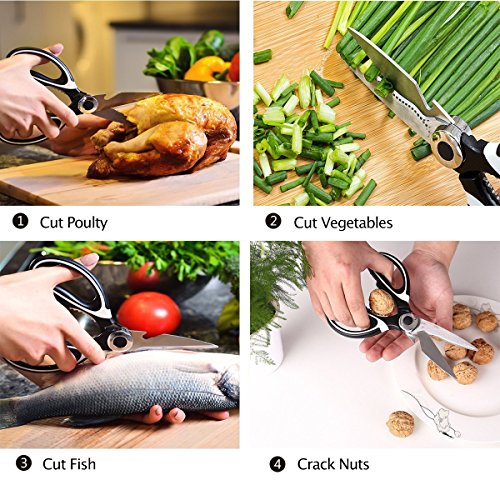 Küchenscheren Edelstahl Hochleistungs Utility Küchenschere mit scharfen Klingen Mehrzweck Haushalt Schere für Geflügel Huhn Fisch Fleisch Gemüse Kräuter Obst Nüsse und mehr - 7