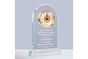 Hiziwimi Crystal Desk Clock Suitable for Men and Women (Enjoy the Next Chapter) - Quartz Table Clock Wedding, Retirement, and Graduation Commemorative Gift, for Friends, Parents, and Colleagues