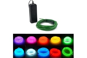 Kmruazre El Wire, 3 Lichtmodi, Batteriebetriebener Leuchtdraht für Partys, Halloween Innen und Außendekorationsleuchten (5m/16ft,Grün)