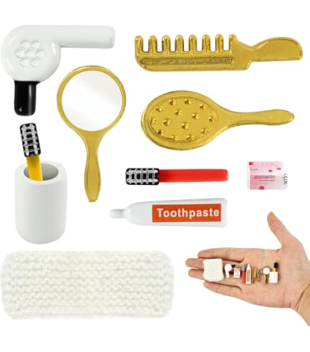 Puppenhaus Badezimmer Zubehör Set – 1:12 Miniatur, 9 Teile, Aus ABS, Für Puppenhaus-Deko