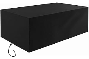 BIGWING Style Garden Furniture Covers Rattan Furniture Covers Waterproof Breathable Oxford Fabric Outdoor Table Patio Set Protective Covers Rectangular Black 213 x 132 x 74 CM