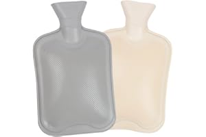 Hot Water Bottles, ziko 2L Natural Rubber, Durable Hot Water Bag for Hot Compress and Heat Therapy, Pain Relief Grey
