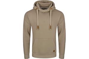 riverso Herren Kapuzenpullover RIVNiklas Regular Fit Hoodie Tasche Pullover Streetwear Cross-Over-Kragen Kapuze Grau Braun Grün Rot Blau Schwarz Beige S M L XL XXL 3XL 4XL 5XL