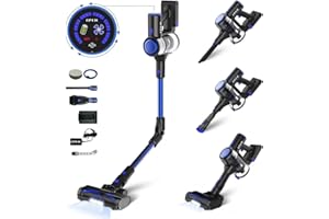 Diyuto Aspiradora Sin Cable,33kPa Aspiradora con Transmisión Variable Continua,Modo Automático & Sensores de Detección,180°Aspiradora de Barra Plegable,Filtro de 6 Capas & 99,9% Recogida de Polvo