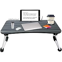 LXN® table for home Foldable Wooden For Makeup Bed (Black)