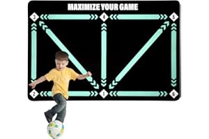 HAASIKI Fußball-Trainingsmatte, Fußball-Fußschritt-Trainingsmatte, Fußballausrüstung für Training, rutschfeste, leise Ausrüstung für alle Altersgruppen, um die Fußballfähigkeiten zu verbessern, 90 x 60