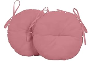 Vargottam Outdoor Porch 15 inch Round Bistro Chair Cushion- Waterproof Seat Chair Pad For Home/Office- Set Of 2 Pink
