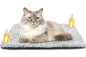Emwel Self Heating Cat Bed Heated Cat Blanket Washable Warming Pet Pad Electric-Free Heat Bed Puppy Cushion Mat Reversible 40x50 cm