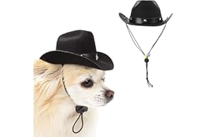 AWOCAN Hundekostüm, Cowboyhut, Cosplay, Kappe, Welpen, Hund, Katze, Urlaub, Haustier-Party-Dekoration, Schwarz