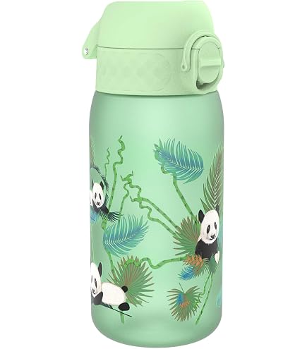 Gourde Ion8 Enfant 350ml Motif Chats - Anti-Fuite, Lavable Lave-Vaisselle, Sans BPA, Poignée - Carbone Neutre