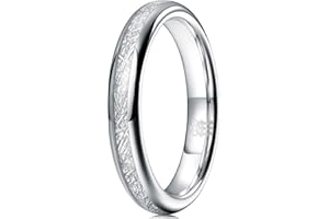 Three Keys Jewelry Silver Tungsten Wedding Ring Imitated Meteorite Inlay Bands for Men Women 4mm / 6mm / 8mm