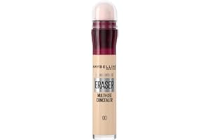 Maybelline New York Instant Anti Age Eraser multifunkcyjny korektor do twarzy z gąbeczką, maskuje zaczerwienienia, cienie i zmarszczki, 00 Ivory, 6,8 ml