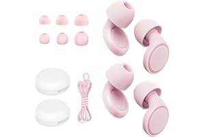 Jayine Ear Plugs for Sleep 2 Pairs, Reusable Noise Cancelling Earplugs Hearing Protection 25dB, Removable Soft Silicone Earplugs for Concerts, Focus, Noise Sensitivity, 16 Ear Tips in S/M/L - Pink