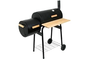 BBQ-Toro BBQ rökgrill | Kolgrill med eldlåda | Grillvagn | Kolgrill med rökare | Trärökare eldlåda fat | inbyggd termometer