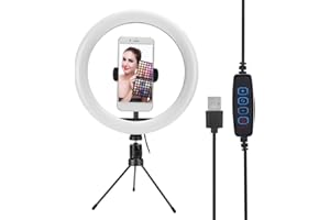 FASIENT1 Ring Light, 10" LED Ring Fill Light Tripod Photo Video LED Lighting Kit, Adjustable 3 Color Temperature, 10 Gears Brightness, for Tiktok Portrait for YouTube Video, Makeup