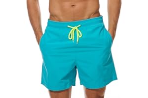 Aisprts Bañador Hombre Bañador Natacion Transpirable de Secado Rápido con 3 Bolsillos Traje de Baño con Forro de Malla y Cordón Ajustable