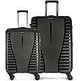 Aristocrat Polypropylene(Pp) Air Pro Set of 2 Hard Check-in Carry-On Luggage(56+76Cm)|Cabin&Large Check-in Lightweight Luggage with Strong 4 Spinner Wheels,Secured Zip & Combination Lock|Jet Black