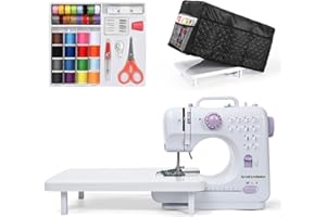 Mini Sewing Machine for Beginners (Includes Cover with Storage Pockets, Extension Table And Sewing supplies set) by Astrowinter AW-051-UK-A20