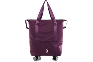 VIRIECH Borsa da viaggio pieghevole, espandibile, con ruote rimovibili, per sport e viaggi