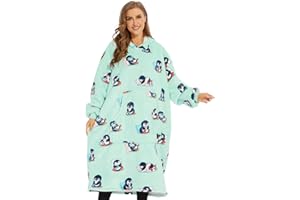THREE POODLE Felpa Coperta Oversize con Cappuccio, Felpa Gigante Coperta Indossabile con Maniche, Coperta con Cappuccio Ultra Morbida e Calda, Cozy Hoodie Felpa Pile per Donna,Uomini e Bambini, Regalo