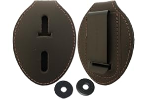 AGENT GEAR USA Oval Police Badge Holder Belt Clip - Also Use Around The Neck - Dark Brown - Perfect Fit USA
