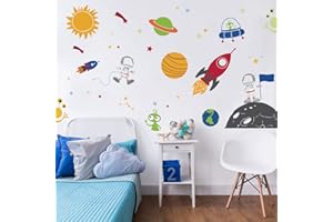 decalmile Espacio Exterior Estrellas Planetas Pegatinas de Pared Decoración Infantil de Pared Vinilos Decorativos Habitación Infantiles Guardería Niños Bebés Dormitorios