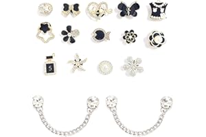 TIANNAIT 14 Uds. De accesorios de flores para zapatos de diamantes de imitación con 2 uds De cadena de perlas, zuecos, adornos para zapatos, adornos para zapatos DIY, regalos de fiesta para hombres y mujeres