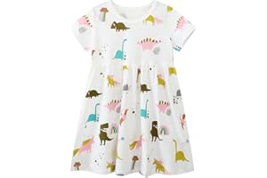 DINOPJS Little Girls Dress Summer Short Sleeve Dresses for Girls 2-7 Years Children Clothes