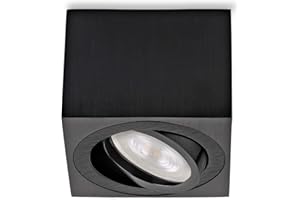 SWEET LED Dolce Led, Faretto da Incasso Piatto 50mm Orientabile Quadrato, Incluso Modulo LED 5W, Luce da Soffitto in Alluminio, Luce da Soffitto, Faretto da Incasso Quadrato (Nero - Bianco Caldo)
