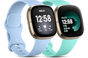 CeMiKa 2 Pacchi Compatibile con Fitbit Versa 4/Versa 3 Cinturino/Fitbit Sense/Sense 2 Cinturino, Morbido Sportivo di Ricambio Cinturini Compatibile con Fitbit Versa 4/Versa 3/Sense, Piccolo Grande