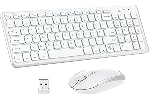 KIZHAH Wireless Keyboard and Mouse Set, 2.4 GHz Wireless USB Keyboard and Mouse Combo with USB recevier, Slim Ergonomic Keyboard for Windows, Computer, PC, Notebook, QWERTY UK Layout