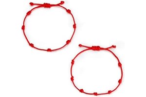 JENDEAR SHINE Bracciale 7 Nodi, Bracciale Kabbalah Rosso, Amuleto con Corda Rossa Proteggi Buona Fortuna Destino, Adatto per Donna Uomo Coppia Madre Figlia
