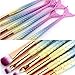 EUIRISTORE 6 Pcs Small Eyeshadow Brushes Eyebrow Eyeliner Brushes Set Mermaid Handle Cosmetic Tools
