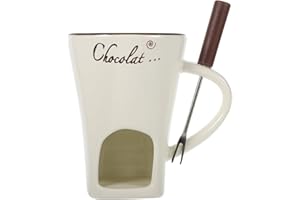 KICHVOE Chocolate Fondue 1 Set of Mug Set Butter Fondue Ceramic Melting Pot Includes Forks Ceramic Food Warmer for Cheese Chocolate and Tapas White Cheese Warmer