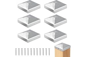6 stycken stolplock, 7 x 7 cm staketstolpar, pyramidform staketstolpar, lock för trästolpar, galvaniserat stolplock av metall