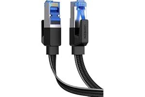 UGREEN Ethernet Cable 5M, Cat 8 Internet Cable Flat High-Speed 40Gbps 2000Mhz Network Cable, Gigabit Braided RJ45 LAN Cable Patch Cord Compatible for PC/Laptop, PS5, Xbox, Modem, Router, Switch, TV