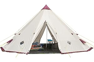 Skandika Tente Tipi Kota 550 | Tente de Camping, Tente pour 12 Personnes, avec/sans Tapis de Sol Cousu, Grande Tente Camping avec moustiquaire, 3 m de Hauteur, mât en Acier