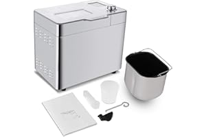 COOCHEER Macchina per il pane COOCHEER da 550W, Impastatrice con 25 programmi in acciaio inox completamente automatica con funzione di temporizzazione di 13 ore, argento