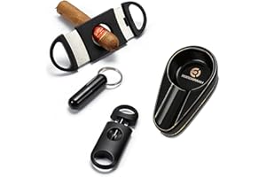 Wohlstand 3 pièces Ciseaux Coupe Cigare,Couteau de Cigare Inoxydable,Coupe-cigares Double Lame,accessoires pour cigare,Coupe-cigare pour la plupart des cigares avec cendrier à cigares