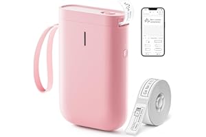 NIIMBOT D11 Label Maker Machine Thermal Sticker Printer with 1 Roll White Starter Label Paper, Wireless Bluetooth Label Printer for IOS and Android,Easy to Use for Home,Office Organization (Pink)