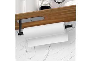 Radikor Portarrollos Papel Cocina, 33cm Acero Inoxidable Soporte Papel Cocina, Porta Rollos de Papel Cocina Autoadhesivo o Perforación, Portarollos Cocina, Colgador Papel Cocina, Negro