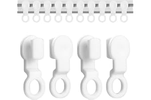 Mynoozi Paquete de 50 ganchos para cortinas de plástico blanco, deslizadores para cortinas de techo, resistentes, se adapta al 99,9% de los rieles de cortina y rieles (2,7 x 0,8 cm)