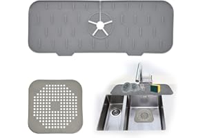 LEEWYOU Alfombrilla de Silicona para Grifo,Tapete Absorbente para Grifo,Tapete para Grifo Atrapador de Salpicaduras,Tapete para Atrapador de Agua, Salpicaduras para Fregadero Filtro de Fregadero (Gris)