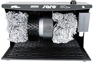 SARO ESP 006 - Lucidascarpe, con 2 spazzole da lucidatura e spazzola per la pulizia, interruttore a pedale, erogatore di lucido per scarpe, di colore grigio antracite