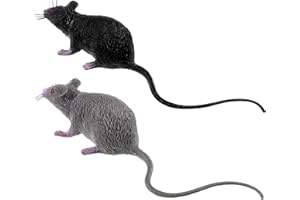 ABOOFAN 2Pcs Ratto Finto Topo Finto Ratti Comprimibili in Plastica Realistici Topi di Halloween Decorazioni Scherzi Oggetti di Scena (Grigio Nero)